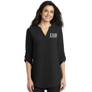 FNB Port Authority Ladies 3/4 Sleeve Tunic Blouse-Black