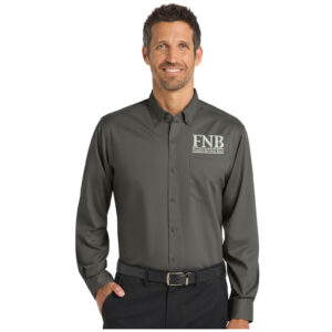 FNB Port Authority SuperPro twill button down long sleeve shirt-Sterling Grey