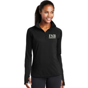 FNB Sport-Tek Ladies Sport-Wick Stretch 1/2-Zip Pullover-Black