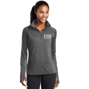 FNB Sport-Tek Ladies Sport-Wick Stretch 1/2-Zip Pullover-Charcoal Grey Heather