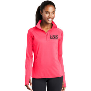 FNB Sport-Tek Ladies Sport-Wick Stretch 1/2-Zip Pullover-Hot Coral