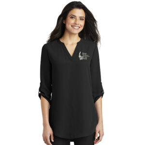 LiveWell Port Authority Ladies 3/4 Sleeve Tunic Blouse-Black