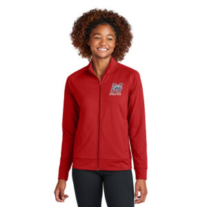 Morrison Sport-Tek Ladies Sport-Wick Stretch Full-Zip Cadet Jacket-Deep Red