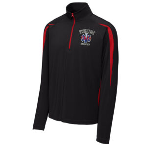 Monticello EMS Sport-Tek Men Sport-Wick Stretch 1/2-Zip Colorblock Pullover-Black/Red