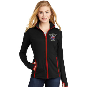 Monticello EMS Sport-Tek Ladies Sport-Wick Stretch Contrast Full-Zip Jacket-Black/Red