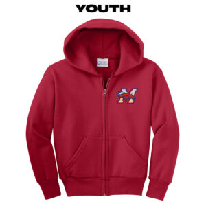 Morrison Baseball Youth Core Fleece Full Zip Hooded Sweatshirt-Red