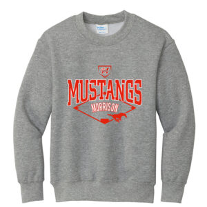 Morrison Baseball Youth Fleece Crewneck Sweatshirt-Athletic Heather