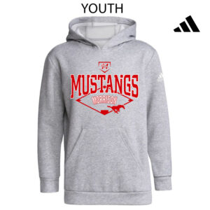 Morrison Baseball Adidas Youth Fleece Hooded Sweatshirt- Medium Grey Heather