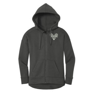 NS Girls Tennis District Women’s Perfect Weight Fleece Drop Shoulder Full-Zip Hoodie-Charcoal