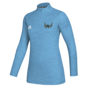 PV Girls Track Field Adidas Ladies Game Mode long sleeve performance 1/4 zip  pullover – Light Blue Melange (limited edition color)- Light Blue (XS, S, XL,2X)