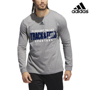 PV Girls Track Field Adidas Fresh BOS LONG sleeve 100% ring-spun cotton Tee – Medium Grey Heather (S, XL, XXL, 3X, 4X)