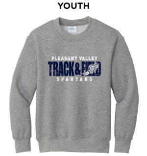 PV Girls Track Field Youth Fleece Crewneck Sweatshirt-Athletic Heather