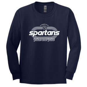 PV Girls Track Field Unisex Cotton Long Sleeve Tee-navy