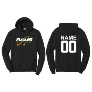 QCA Rams BB Unisex Fleece Hooded Sweatshirt-Black