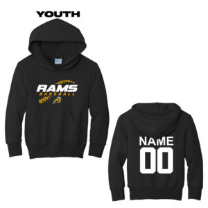 QCA Rams BB Youth Fleece Hooded Sweatshirt-Black