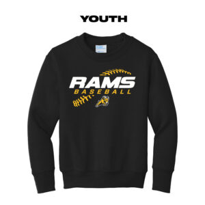 QCA Rams BB Youth Fleece Crewneck Sweatshirt-Black