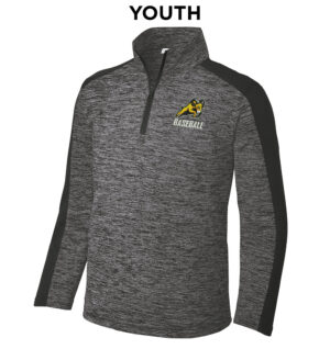 QCA Rams BB Sport-Tek YOUTH PosiCharge Electric Heather Colorblock 1/4 Zip-Black/Grey Electric/Black