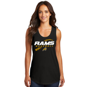 QCA Rams BB District Made Ladies Perfect Tri Racerback Tank-Black