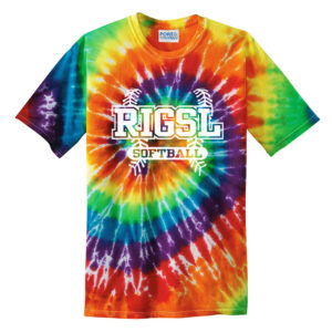 Rock Island Softball Unisex Tie Dye Cotton Short Sleeve Tee-Rainbow