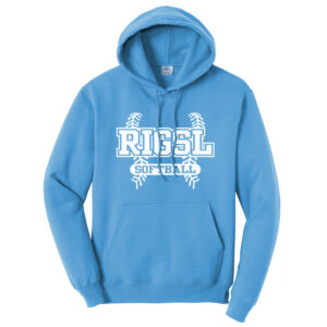 Rock Island Softball Unisex Basic Hooded Sweatshirt-Aquatic Blue