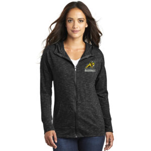 Rams Baseball Women Medal Full Zip Hoodie (lightweight)-Black