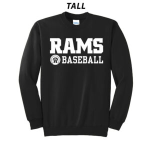 Rams Baseball Tall Core Fleece Crewneck Sweatshirt-Black