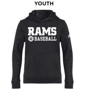 Rams Baseball Adidas Youth Fleece Hooded Sweatshirt- Black