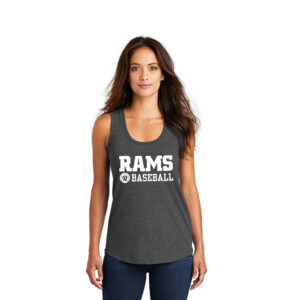 Rams Baseball District Made Ladies Perfect Tri Racerback Tank-Black Frost