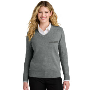 UD Theological Port Authority Women’s Easy Care V-Neck Sweater-Medium Heather Grey