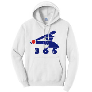 Baseball 365 Unisex Basic Fleece Hooded Sweatshirt-White