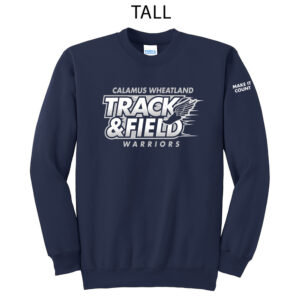 Cal Wheat Track Field Tall Fleece Crewneck Sweashirt-Navy