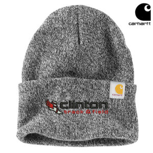 Clinton MS Track Field Carhartt Acrylic Watch Cap 2.0 beanie stocking cap with cuff-Black / White