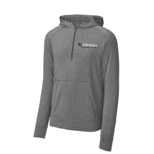 Clinton MS Track Field Sport-Tek Men Sport-Wick Stretch 1/2-Zip Hoodie-Charcoal Grey Heather