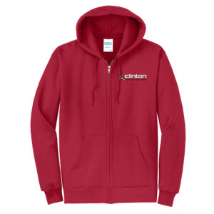 Clinton MS Track Field Unisex Classic Full-Zip Hooded Sweatshirt-Red