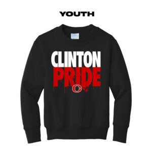 Clinton MS Track Field Youth Fleece Crewneck Sweatshirt-Black