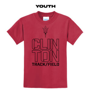 Clinton MS Track Field Youth Short Sleeve Tee-Red
