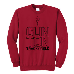 Clinton MS Track Field Unisex Fleece Crewneck Sweatshirt-Red