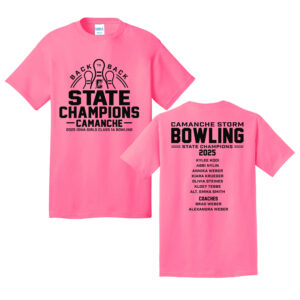 Storm Girls State Champs Bowling Unisex Short Sleeve Tee-Neon Pink