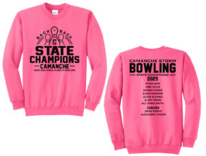 Storm Girls State Champs Bowling Unisex Fleece Crewneck Sweatshirt-Neon Pink