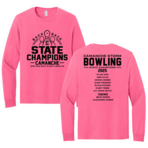 Storm Girls State Champs Bowling Unisex Cotton Long Sleeve Tee-Neon Pink