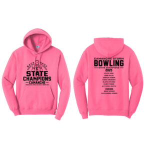 Storm Girls State Champs Bowling Unisex Fleece Hooded Sweatshirt-Neon Pink