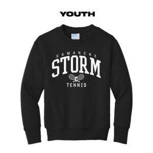 Storm Tennis Yout Fleece Crewneck Sweatshirt-Black