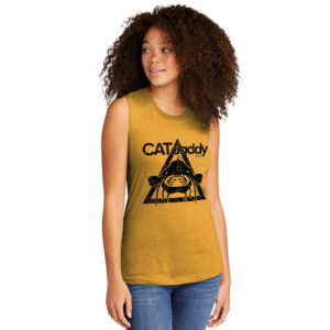 CATdaddy LLC Distressed Print Women’s Festival Muscle Tank-Antique Gold