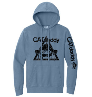 CATdaddy LLC Distressed Print Beach Wash Garment Dyed Hoodie-Denim Blue