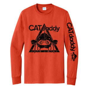 CATdaddy LLC Distressed Print Long Sleeve Tee-Orange