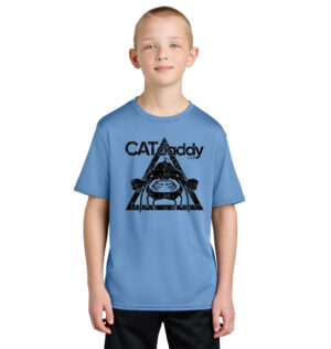 CATdaddy LLC Distressed Print Youth Performance Short Sleeve Tee-Carolina Blue