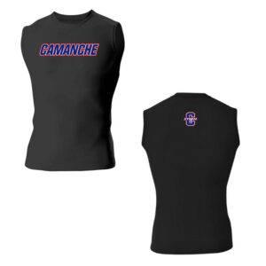 Camanche Track Field PG A4 Men Sleeveless Compression Muscle Tee with 4 way stretch-Black