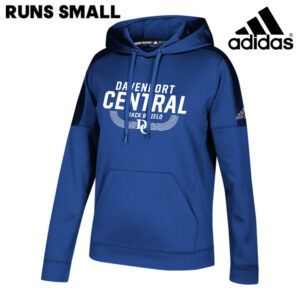 DC Track Field Adidas Womens Team Issue Hooded Sweatshirt -Royal  Melange   RUNS SMALL