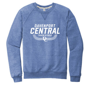 DC Track Field Unisex Jerzees Snow Heather French Terry Raglan Crew-Royal