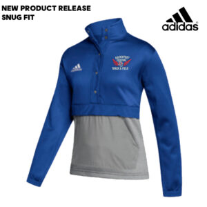 DC Track Field Adidas Women’s Team Issue color block 1/4 snap pullover – Team Royal /Grey